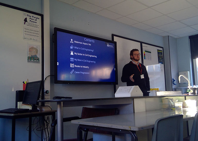 Liam Simpson gives STEM talk at school