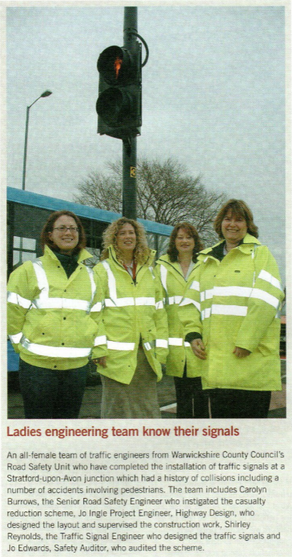 Newspaper clipping of an all-female team of traffic engineers