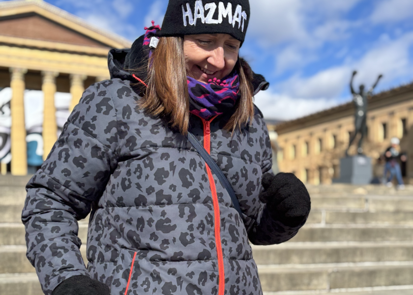 Hayley Running for 100K challenge, rocky steps