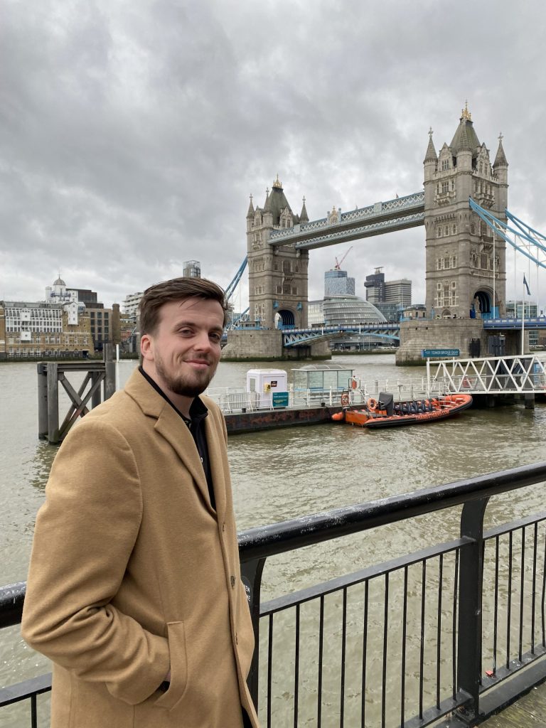 Josh Garbutt in front of London Bridge
